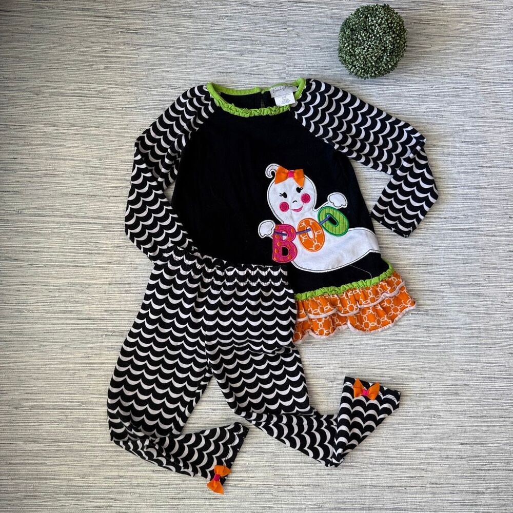Emily Rose Girls Halloween Ghost Boo Tunic Ruffle Legging Set Size 4